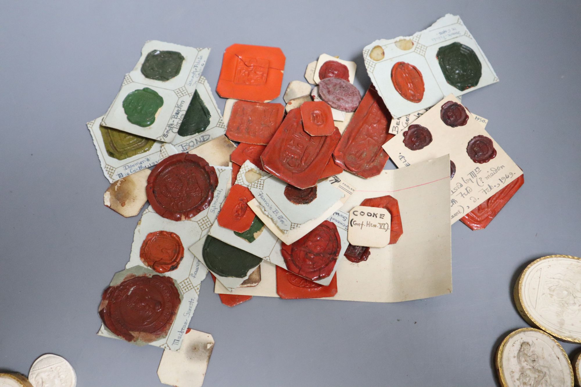 A group of 19th century plaster gems and wax seals